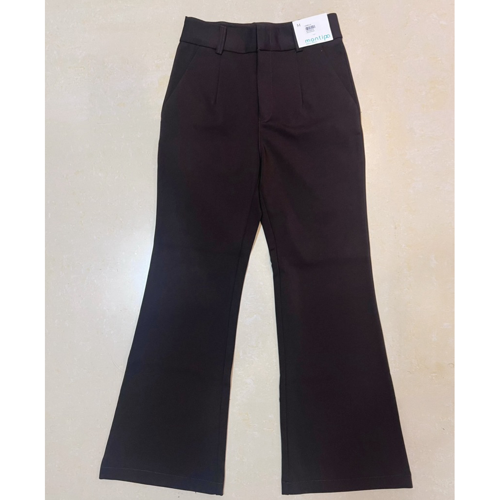 *new* Montipa กางเกงขายาวทรงขาม้า ซิปและตะขอหน้า ผ้ายืดหยุ่น เก็บกระชับสัดส่วนได้ดี size m