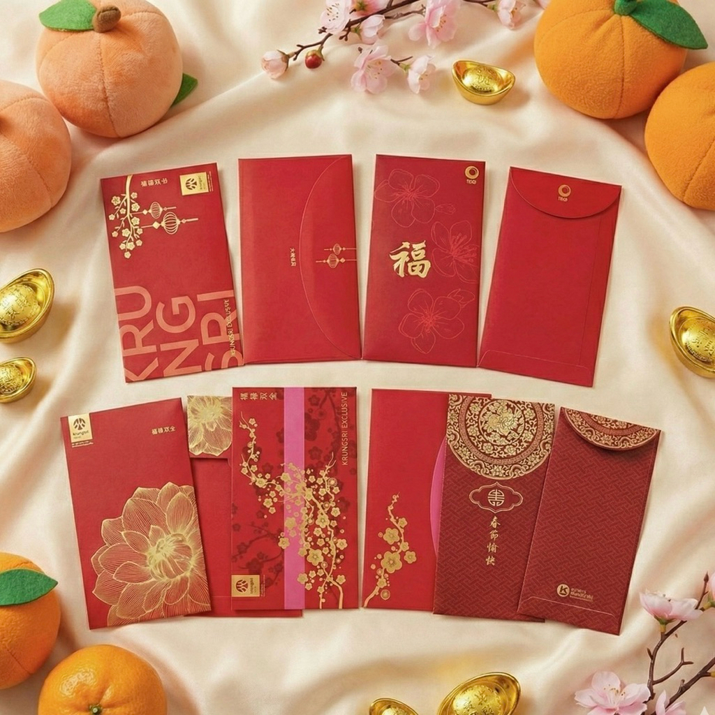 (1 ซอง) ซองอั่งเปา ตรุษจีน ซองแดง | ธนาคารกรุงศรี Krungsri ไทยพาณิชย์ SCB UOB Tisco CIMB Kiatnakin