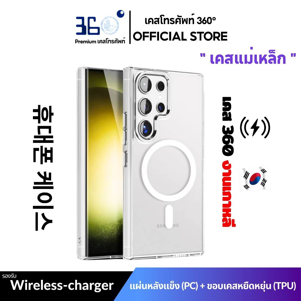 [🇰🇷360°] เคสใส แม่เหล็ก Samsung อะคริลิก+TPU S26 S25 S24 S23 S22 S21 Ultra A15 A06 A07 A36 A56 5G 4G