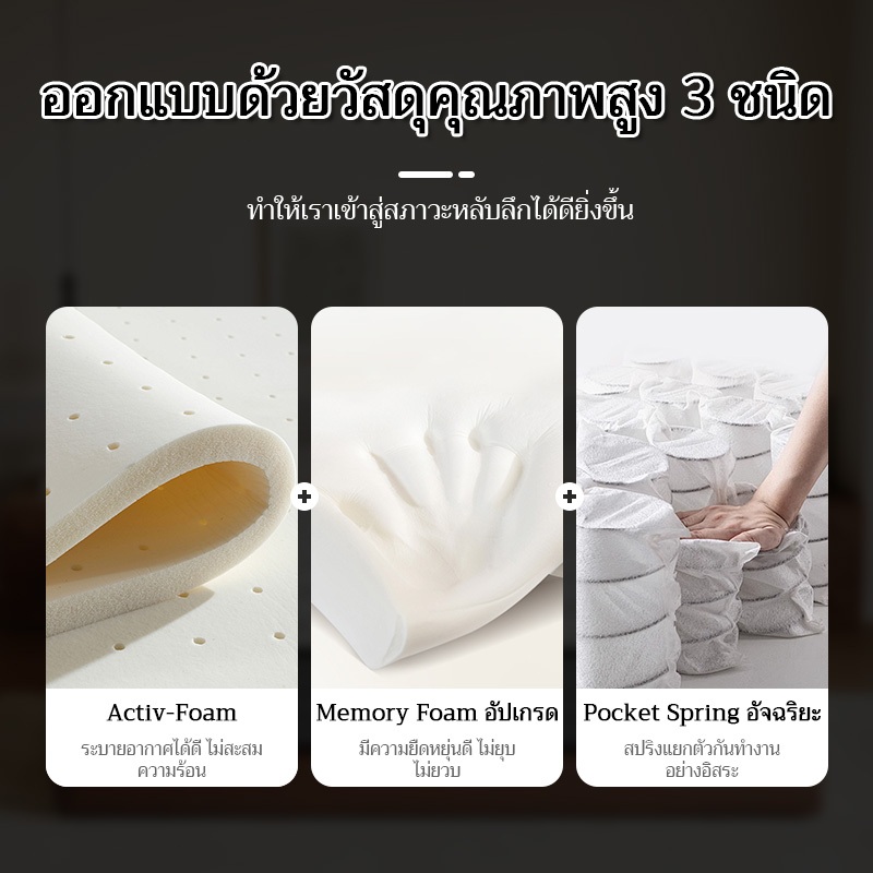 【รับประกัน10 ปี】DreaME หนา 8 นิ้ว ที่นอนพ็อกเก็ตสปริงแยกอิสระ มีความยืดหยุ่นสูง ระบายอากาศได้ดี เย็นสบาย ที่นอนยางพารา - รูปที่ 4