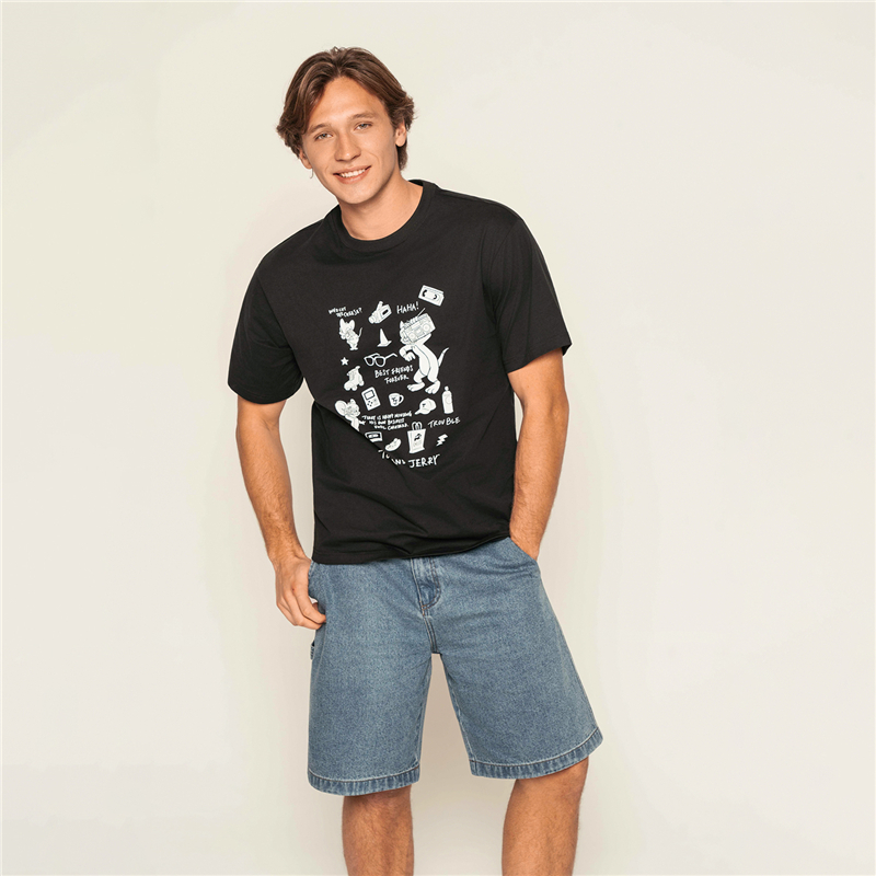 GIORDANO เสื้อยืดผู้ชาย Men's Relaxed Tom and Jerry tee 01096278