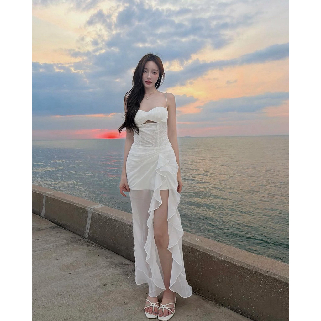 Mermaid Long dress - Black & White 🐋🥂🖤🌊MERL