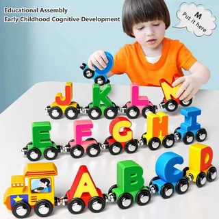 NIKO รถไฟแมกนีต์ตัวอักษร 27 ชิ้น ของเล่นศึกษายุบัน ABC สำหรับเด็ก ชายหญิง ของขวัญวันเกิด