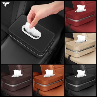 กล่องใส่ทิชชู่ ที่ใส่ทิชชู่ในรถ CAR TISSUE LEATHER BOX กล่องทิชชู่ สกรีน LOGO รุ่นรถได้