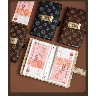 แฟ้ม PU กระเป๋าใส่เงิน 100 ใบ ท้าทายประหยัดเงิน กันน้ำ พร้อมกุญแจรหัส นำกลับมาใช้ใหม่ได้ รหัสผ่านสามารถเปลี่ยนแปลงได้