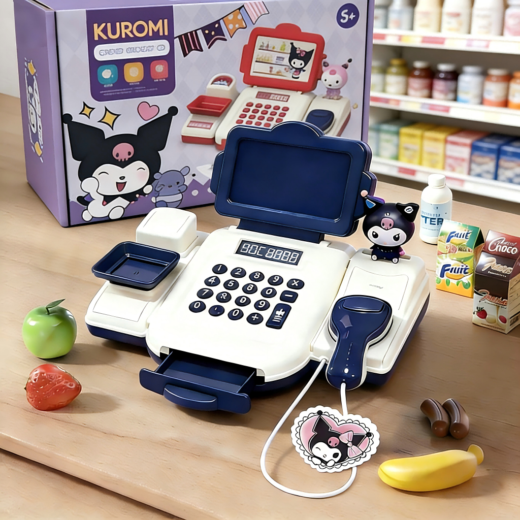 ซานริโอ คุโรมิ เครื่องคิดเงินเด็ก มีไฟ-เสียง แคชเชียร์ของเล่น มีเครื่องคิดเลข  ของขวัญวันเด็ก