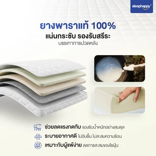 SleepHappy XtraFirm Latex Topper อัพเกรดใหม่! ท็อปเปอร์ยางพาราแท้ เพิ่มความนุ่มแน่นที่ลงตัวให้กับที่นอน ลดการปวดหลัง