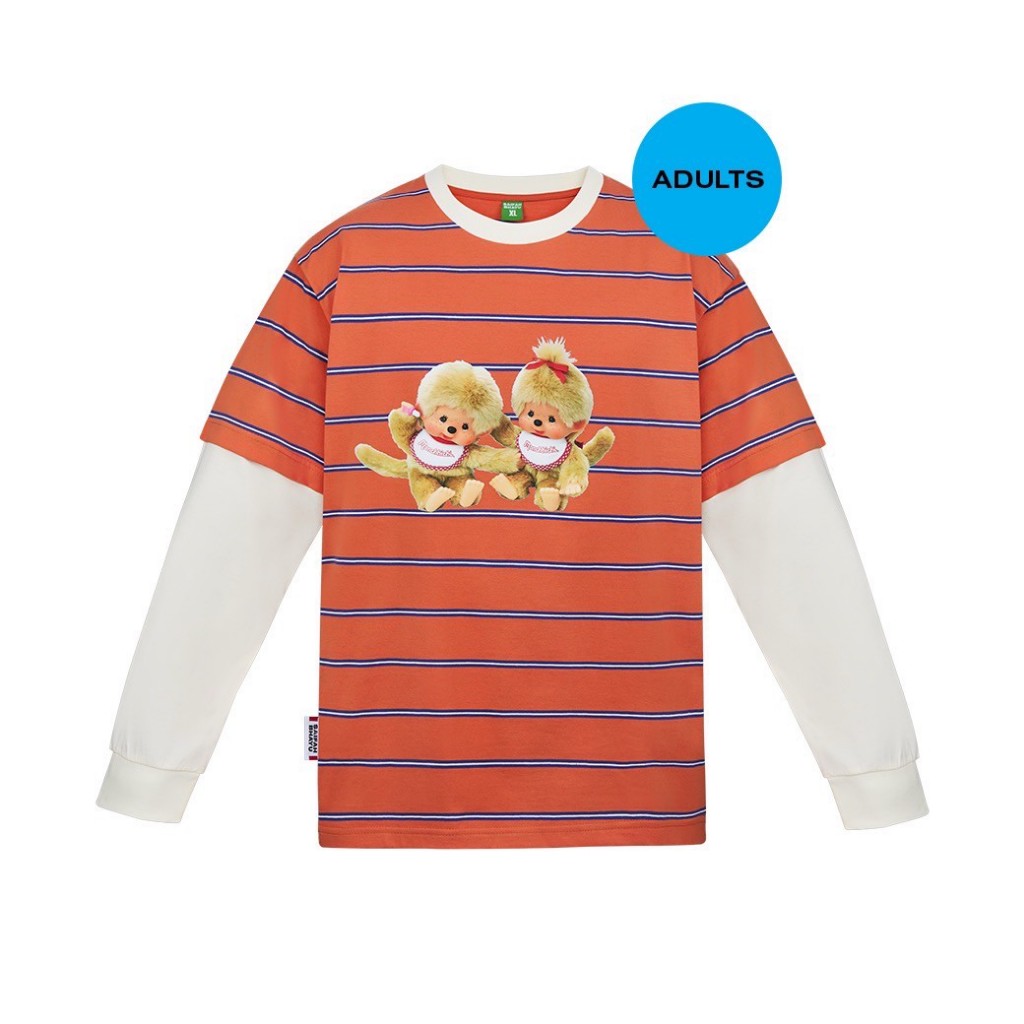 (DROP 5) MONCHHICHI ON STRIPED LAYER TEE (ADULTS)