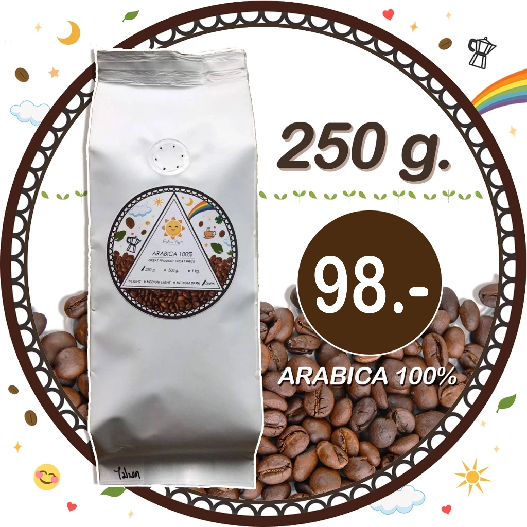 เมล็ดกาแฟคั่วบด Arabica 100% ☕ ขนาด 250 กรัม ☕ 🌈 ดอยแม่สลอง 🌈 คั่วใหม่ๆ กาแฟสด ☕ ราคาขายส่ง ร้านกาแฟ