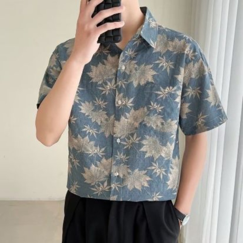 2569ปีเสื้อเชิ้ตฮาวายแขนสั้น เสื้อสงกรานต์ สไตล์ เกาหลี เสื้อสงกรานต์ ใส่ได้ทั้งชาย-หญิง เสื้อเชิ้ตเกาหลีแขนสั้นแขนสั้น