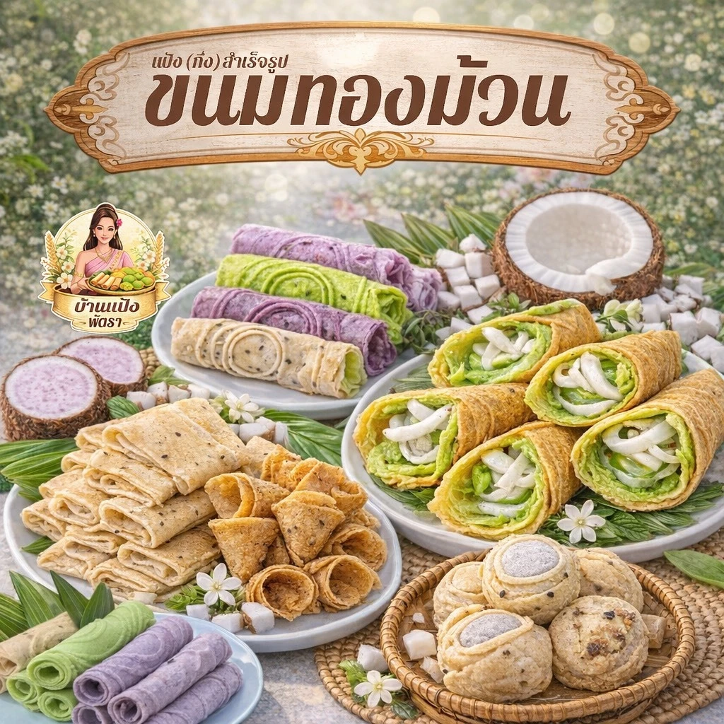 แป้งขนมทองม้วน(กึ่ง)สำเร็จรูป แป้งเดียวจบ ครบทุกทองม้วน (แป้งนิ่ม ม้วนง่าย เติมแค่น้ำเปล่า) ขนาด 1000 กรัม