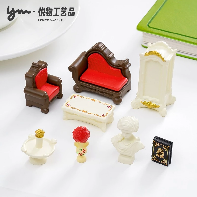j725ชุดเฟอร์นิเจอร์เก้าอี้เอนนอนหรูหราสไตล์ยุโรปของจิ๋วจำลอง