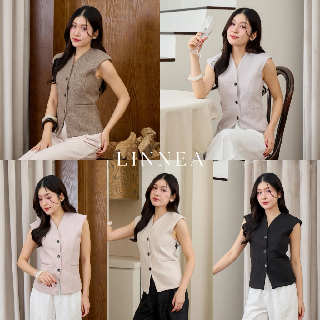 LINNEA TOP (เฉพาะเสื้อ) เสื้อแขนล้ำคอวีดีไซน์คลาสสิค