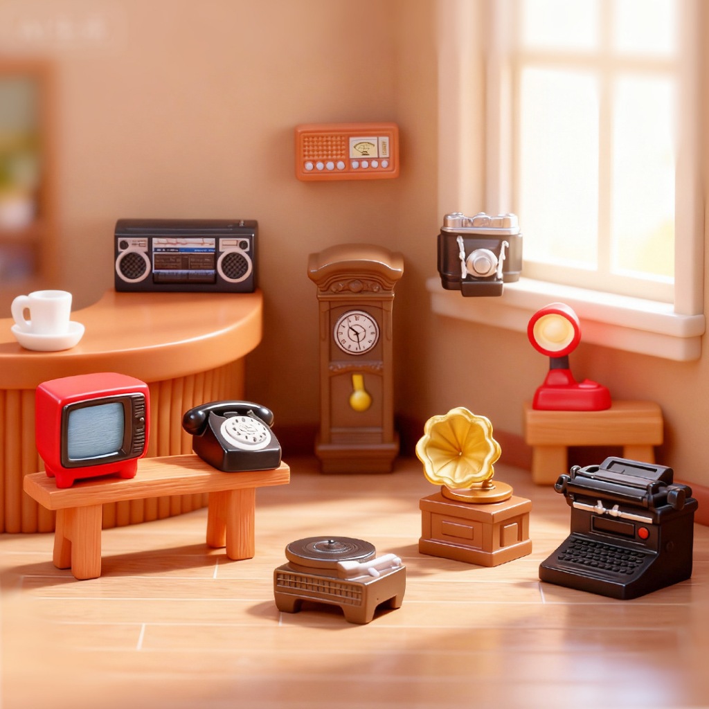 j715 ของตกแต่งจิ๋วสไตล์เรโทรของจำลองของจิ๋วเซ็ตละ 9 ชิ้น