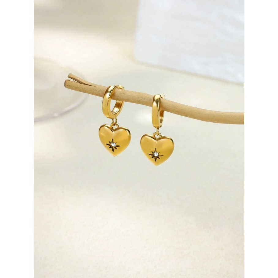 (2026 new collection) KYM.vibes - amour drop earrings  ต่างหูห้อยจี้รูปหัวใจ ทำจากสแตนเลส