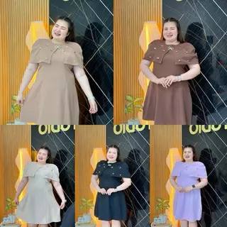 [ D001 ] ชุดเดรสสาวอวบ 2 ชิ้น ชุดออกงานตัวปัง+เสื้อคลุมไหล่ งานหรูมาก ใส่สบายผ้าไม่ร้อน