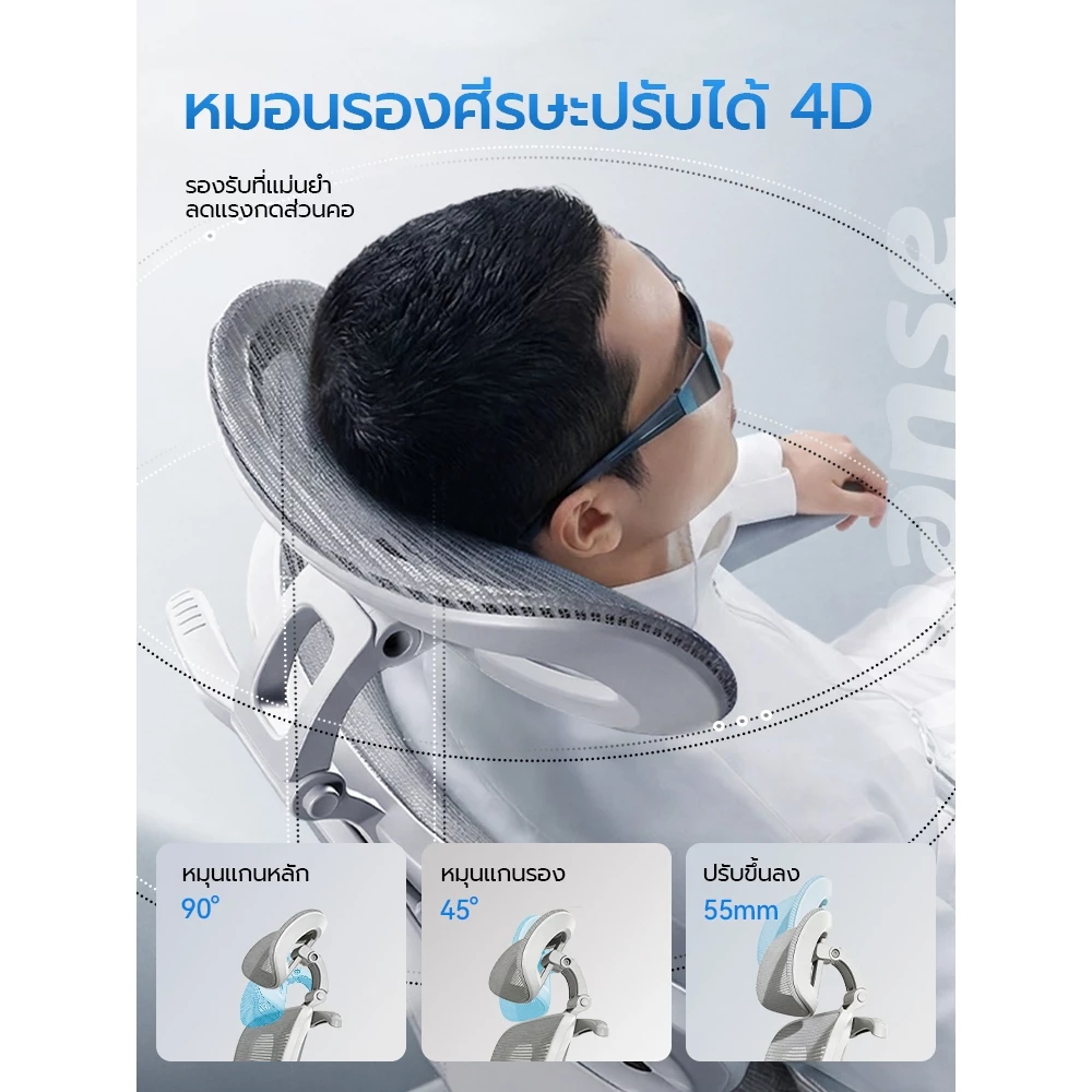 Xpanse LS996 เก้าอี้สุขภาพ ergonomic chair ที่รองหลังยืดหยุ่น หมอนหัวปรับได้ 4D office chair ผ้าตาข่ายระบาย เก้าอี้คอม thumbnail 6