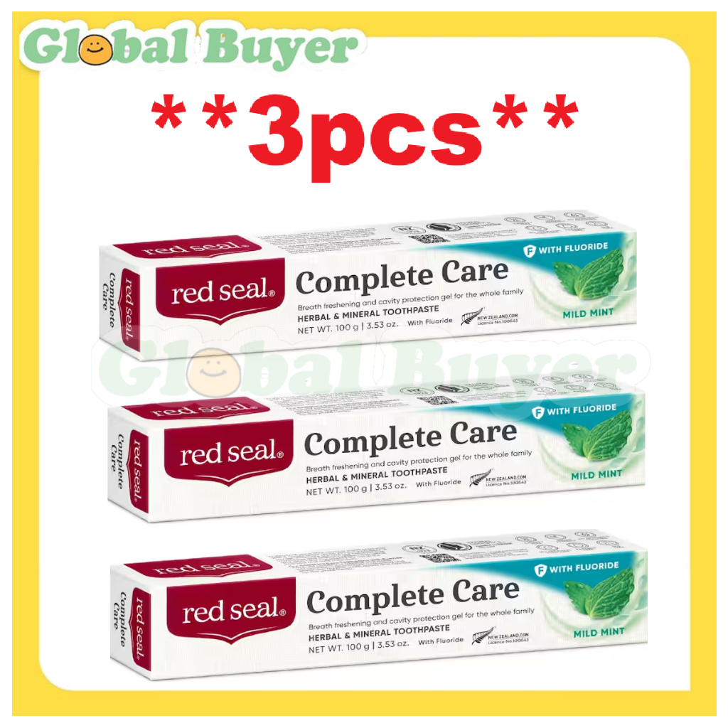 ** 3pcs **  Red Seal Complete Care fluoride Mild Mint Toothpaste 100g  EXP:05/12/2028