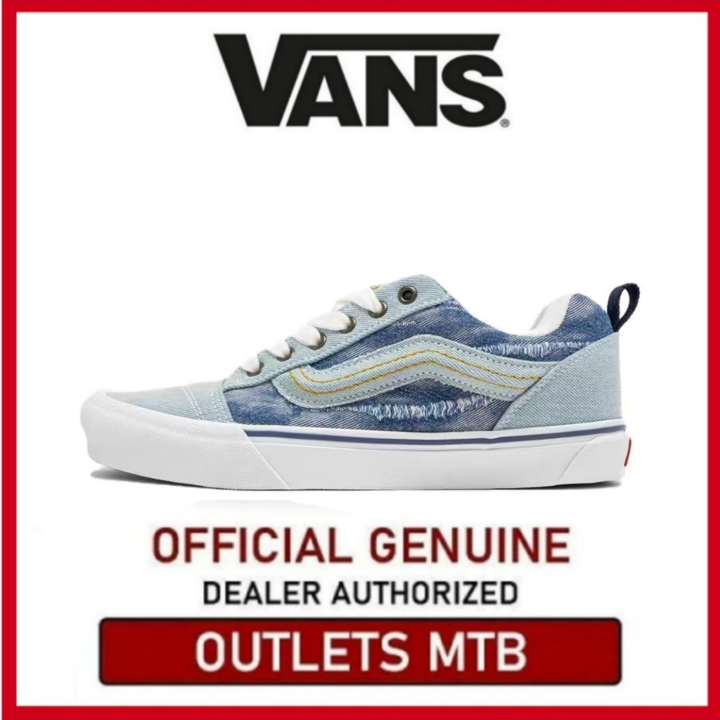 【100%Original】Knu Skool low cut board shoes for both men and women, white and blue