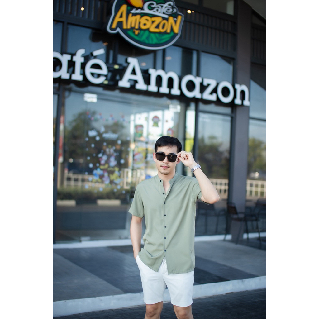 เสื้อเชิ้ตแขนสั้น คอจีน เสื้อฮาวาย สวมใส่สบาย ไม่ร้อน ไม่ต้องรีด!!! ทรงตรง 20 สี M-2XL(แขนสั้นคอจีน) ราคา ถูกที่สุด ดีลบีเคเค แกลเลอรีภาพที่ 7