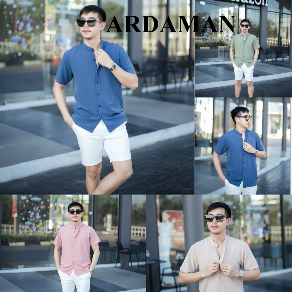 เสื้อเชิ้ตแขนสั้น คอจีน เสื้อฮาวาย สวมใส่สบาย ไม่ร้อน ไม่ต้องรีด!!! ทรงตรง 20 สี M-2XL(แขนสั้นคอจีน) ราคา ถูกที่สุด ดีลบีเคเค รูปภาพหลัก