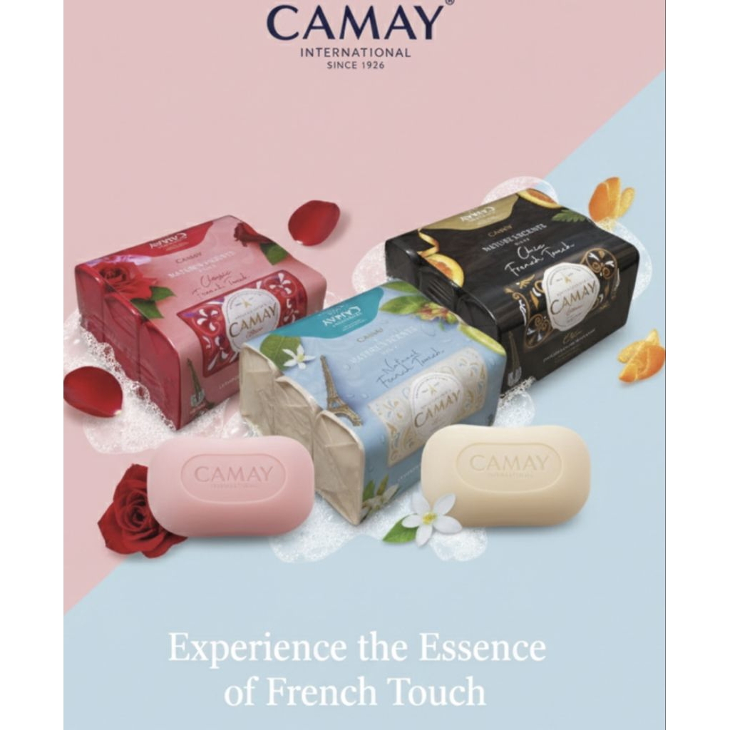 CAMAY คาเมย์ สบู่ก้อน แพค 3 ก้อน ก้อน125กรัม
มี 3 กลิ่น

