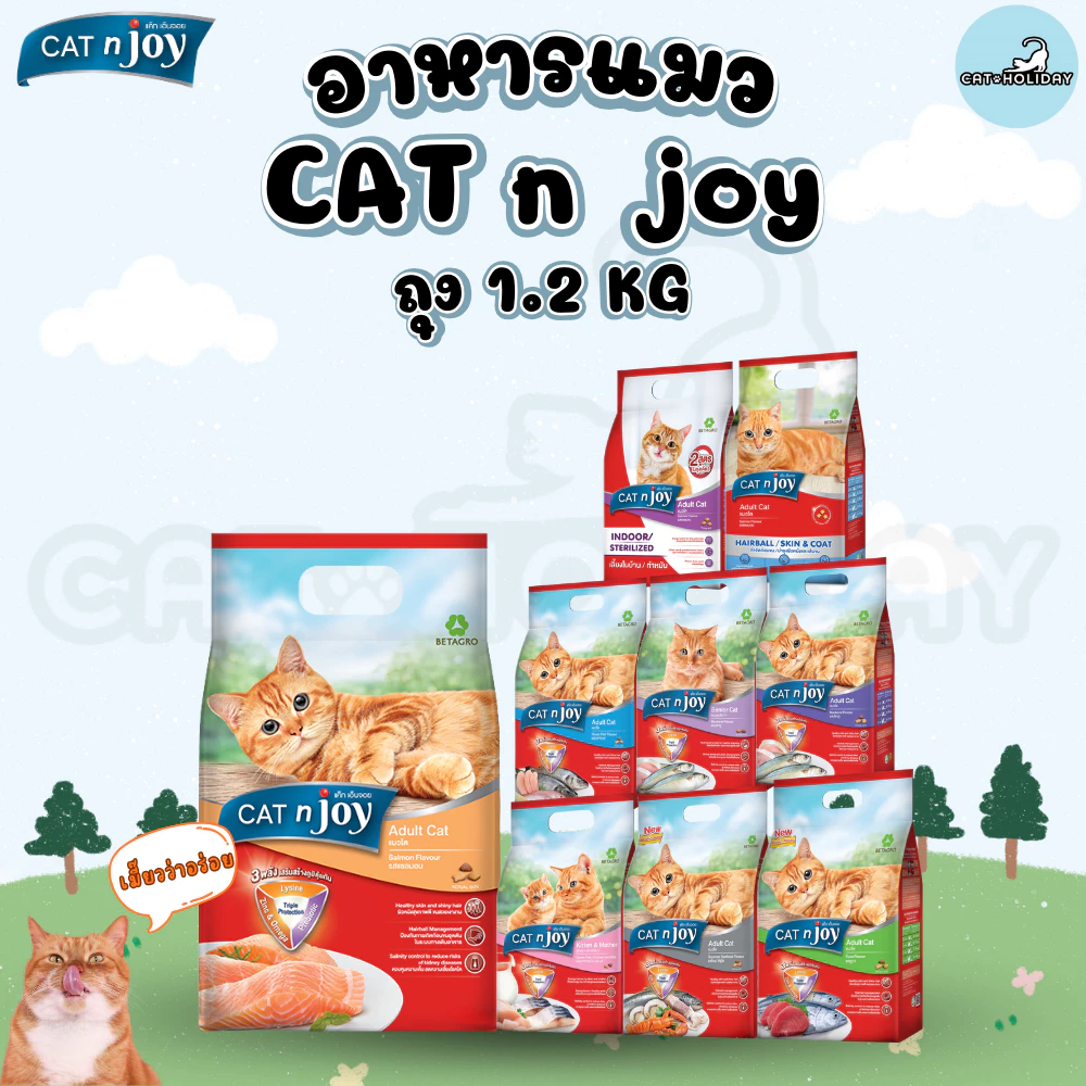 [ถุง 1.2kg] อาหารแมว Cat n Joy Triple Protection แค็ทเอ็นจอย อาหารเม็ดแมว สำหรับแมวโต