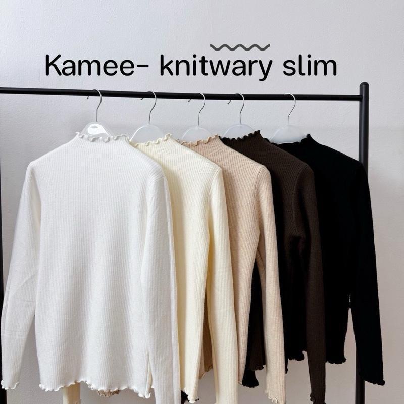 Kamee-knitwary slim เสื้อไหมพรมบุขนลองจอน คอระบาย แขนยาว อกยืดได้ถึง 42 นิ้ว เนื้อไหมพรม premium ใส่สบาย ไม่ระคายผิว เหม