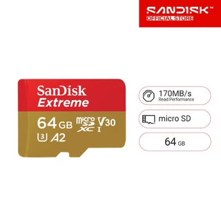 SanDisk EXTREME micro SDXC UHS-I A2 64GB (SDSQXAH-064G-GN6MN) reads 170MB/s writes 80MB/s
