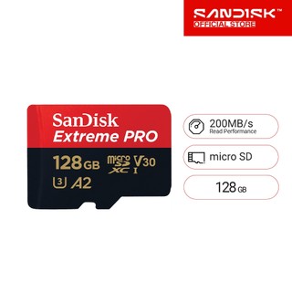 SanDisk Extreme Pro microSDXC 128GB  A2 (SDSQXCD-128G-GN6MA) ความเร็วสูงสุด อ่าน 200MB/s เขียน 90MB/s
