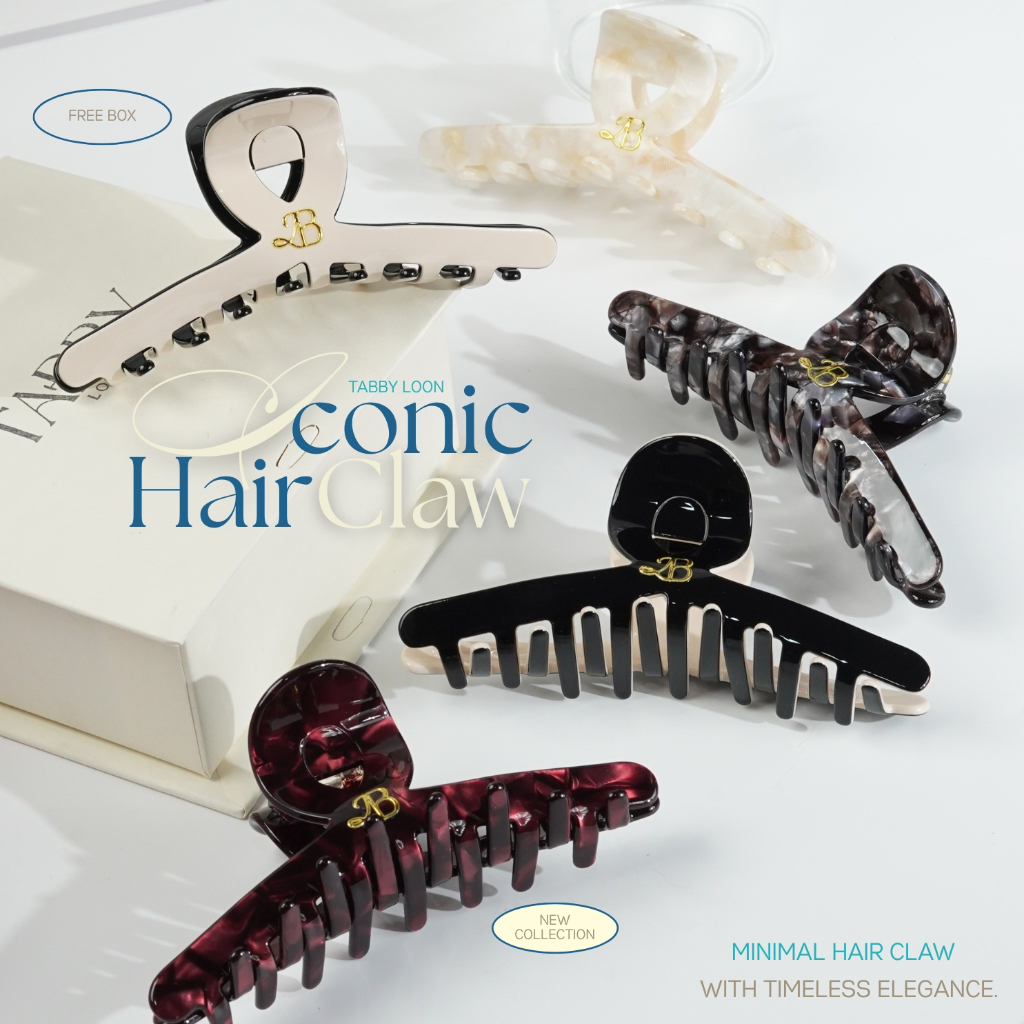 Tabby Loon Iconic Hair Claw Collection กิ๊บติดผม พรีเมียม ไม่กินผม (แถมกล่อง)
