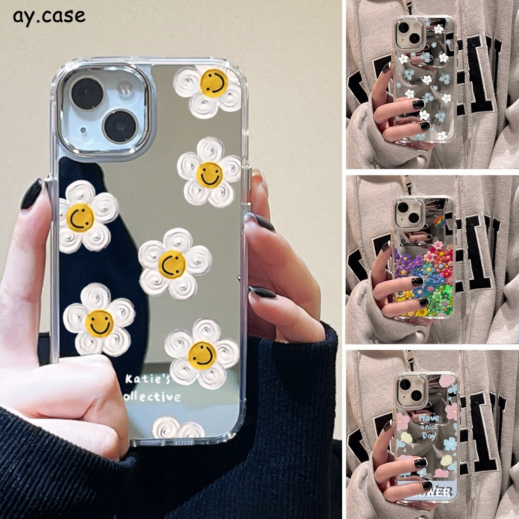 🚚COD🚚 Case เคส iPhone 11 13 16 15 14 12 17 Pro Max เคสไอโฟน11 16promax Case ลายดอกไม้ กรณีโทรศัพท์มือถือชุบกระจก