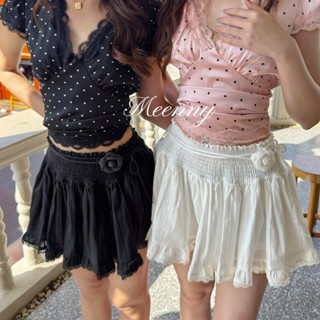 Meenny Closet | LX02 (มีSize) กระโปรงน่ารักเเต่งดีเทลดอกไม้ …