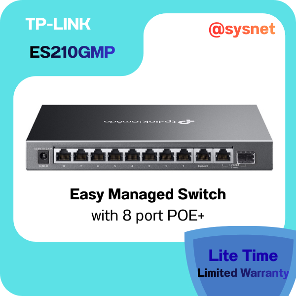 TP-LINK ES210GMP Omada 10-Port Gigabit Easy Managed Switch with 8-Port PoE+