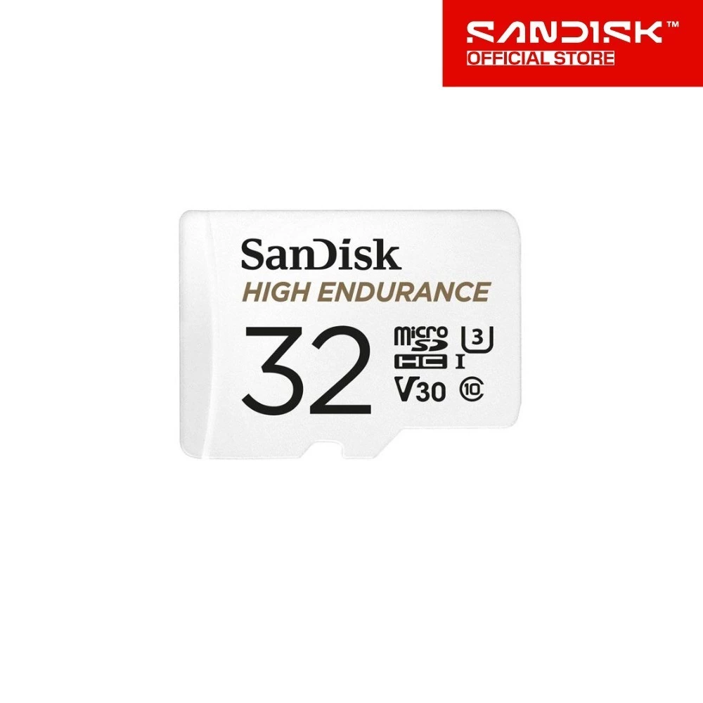 SanDisk High Endurance microSD 32GB (SDSQQNR-032G-GN6IA) สำหรับกล้องวงจรปิด ความเร็วสูงสุดอ่าน 100 MB/s เขียน 40 MB/s