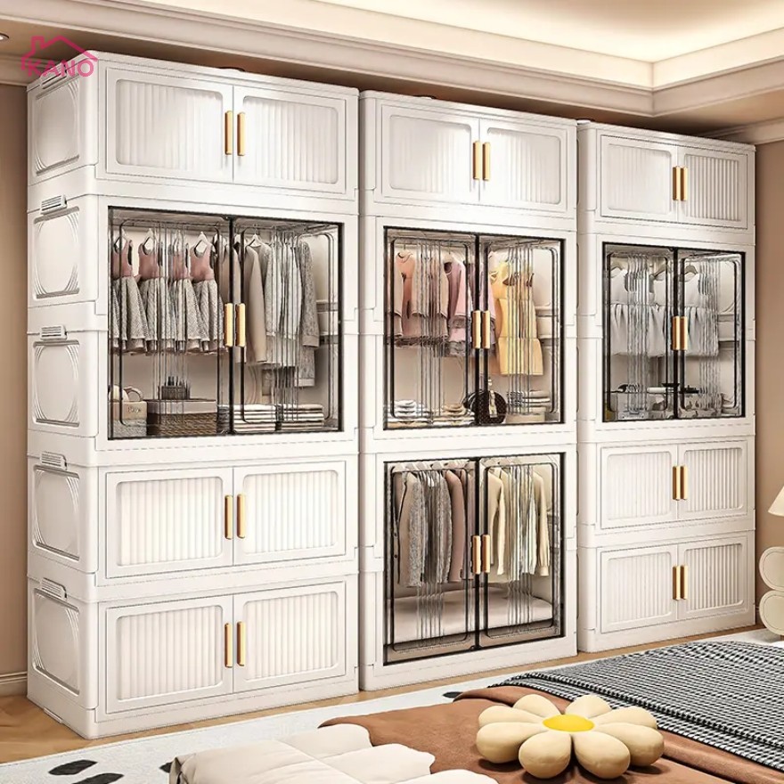 KANO ตู้เสื้อผ้าเด็ก ตู้ใส่เสื้อผ้า กันฝุ่นและกันน้ำ ความจุสูง พื้นที่จัดเก็บ ติดตั้งง่าย แข็ง COD