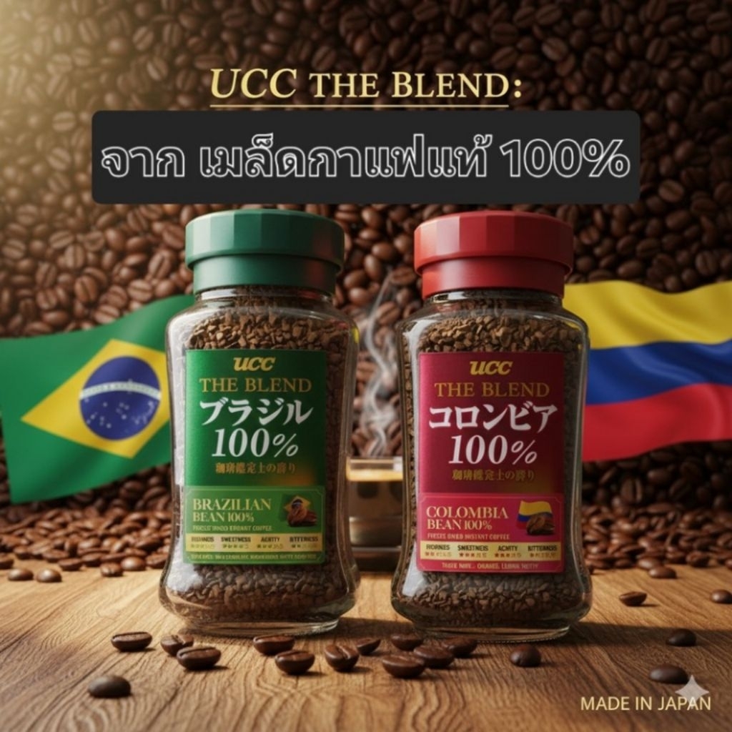 UCC The Blend Brazilian  -  Colombia กาแฟสำเร็จรูป กาแฟ จากญี่ปุ่น ขนาด70กรัม บรรจุขวดแก้ว