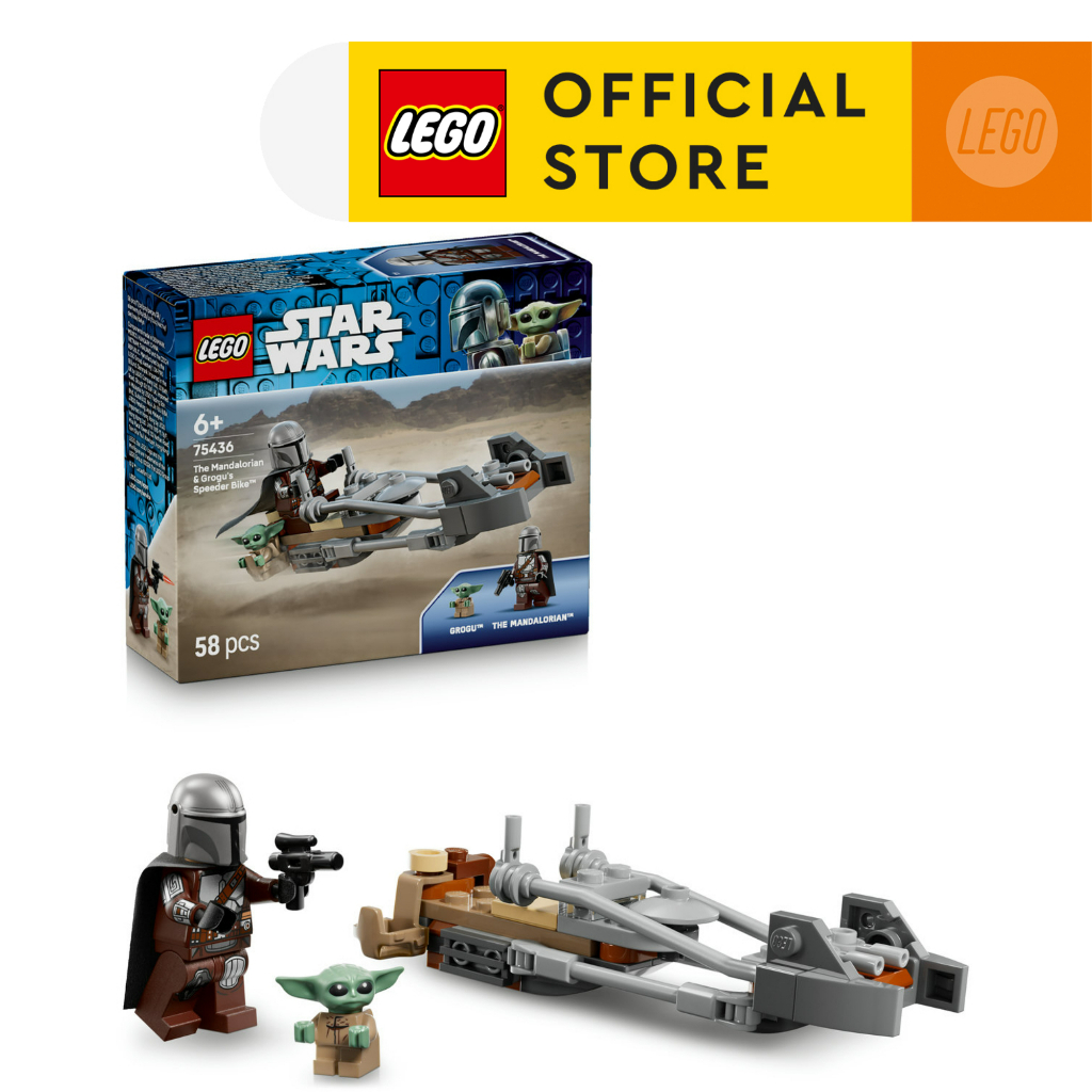 LEGO Star Wars 75436 The Mandalorian & Grogu's Speeder Bike (58pcs.), Building Blocks, Kids Toy