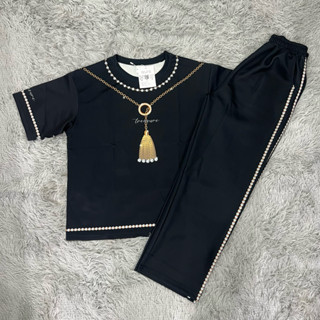 KB4ชุดเซ็ท2ชิ้น ขายาวทรงกระบอกผ้าสกูบ้า อก44“