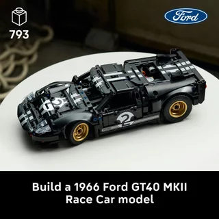 LEGO Technic 42223 1966 Ford GT40 MKII Race Car (793pcs.), Building Blocks, Kids Toy