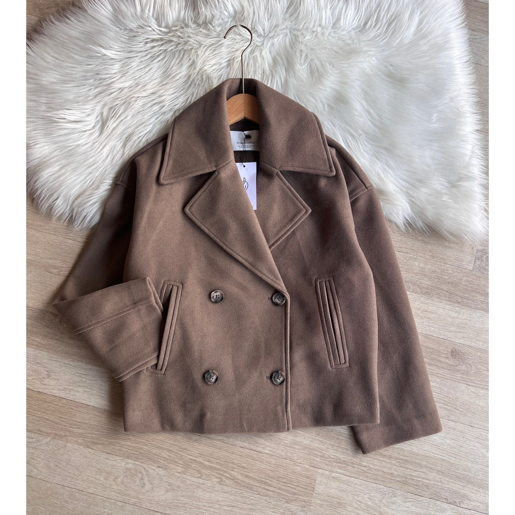 Sradivarius Short Double Breasted Coat แท้💯%