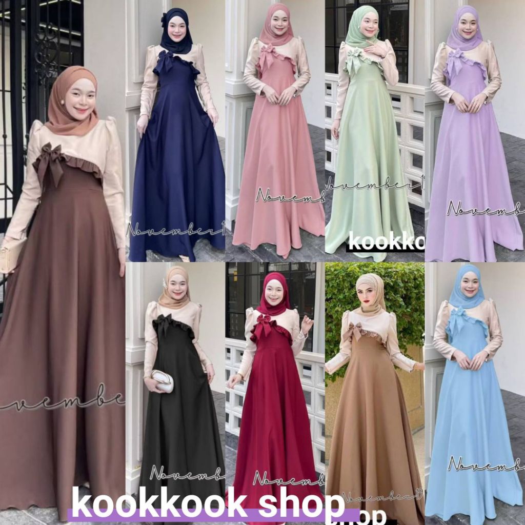 🚛ส่งฟรี+โค้ดลดสุดคุ้ม✅✅ยาว57🪐คอลเลคชั่นใหม่ล่าสุดกับลุคคุณหนู🌷🤎ชุดเดรสอิสลาม ชุดเดรสมุสลิม เปเป้ ลิลลี่ทูโทน🔥