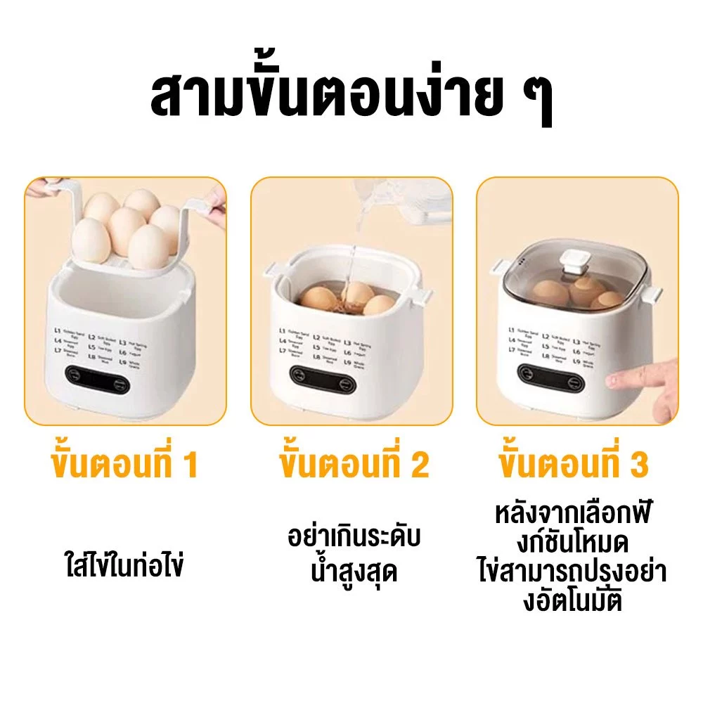 เครื่องต้มไข่ อัตโนมัติ 4ฟอง เครื่องต้มไข่อเนกประสงค์ ใช้งานได้ง่าย ขนาดเล็ก พกพา thumbnail 8