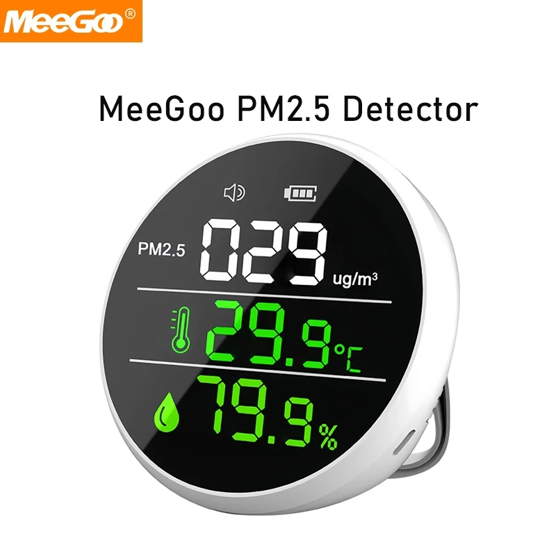 MeeGoo PM2.5 Detector เครื่องวัดฝุ่น หน้าจอแสดงผล HD พร้อมอุณหภูมิและความชื้น ความแม่นยําสูง PM2.5