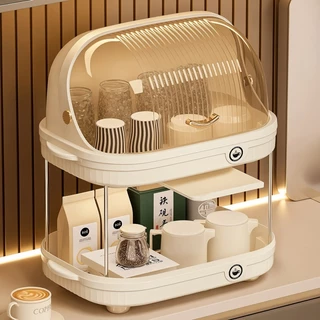 HOTUS ตู้เก็บของถ้วย ตู้วางแก้วกาแฟ แบบใส มีฝาปิด ตู้เก็บของอเนกประสงค์ ผลิตจากวัสดุอะคริลิก แข็งแรงทนทาน