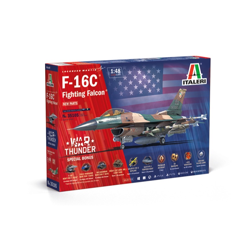 พลาสติก โมเดล ประกอบ ITALERI สเกล 1/48 F-16C Fighting Falcon - WAR THUNDER (35105)