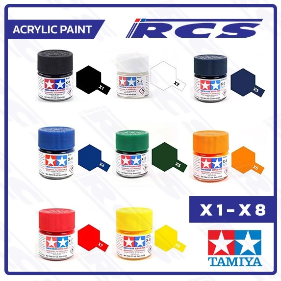 สีอะคริลิค TAMIYA ACRYLIC X-1 81501, X-2 81502, X-3 81503, X-4 81504, X-5 81505, X-6 81506, X-7 81507, X-8 81508