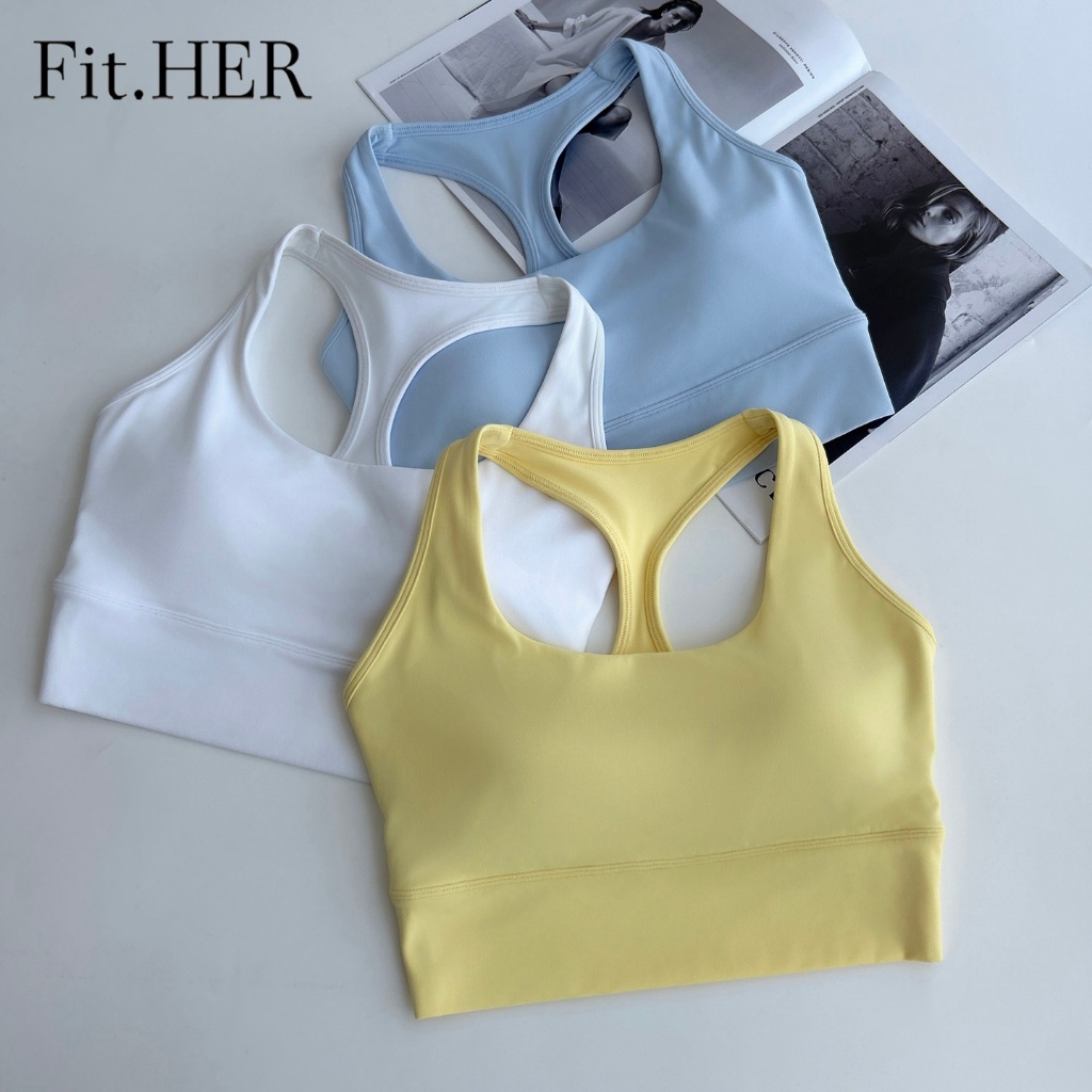 GymHub เสื้อกีฬาโยคะทรงจั๊มเปอร์ หลังสายคู่ถอดแผ่นหน้าอกได้ ทรงลึกวีคอ