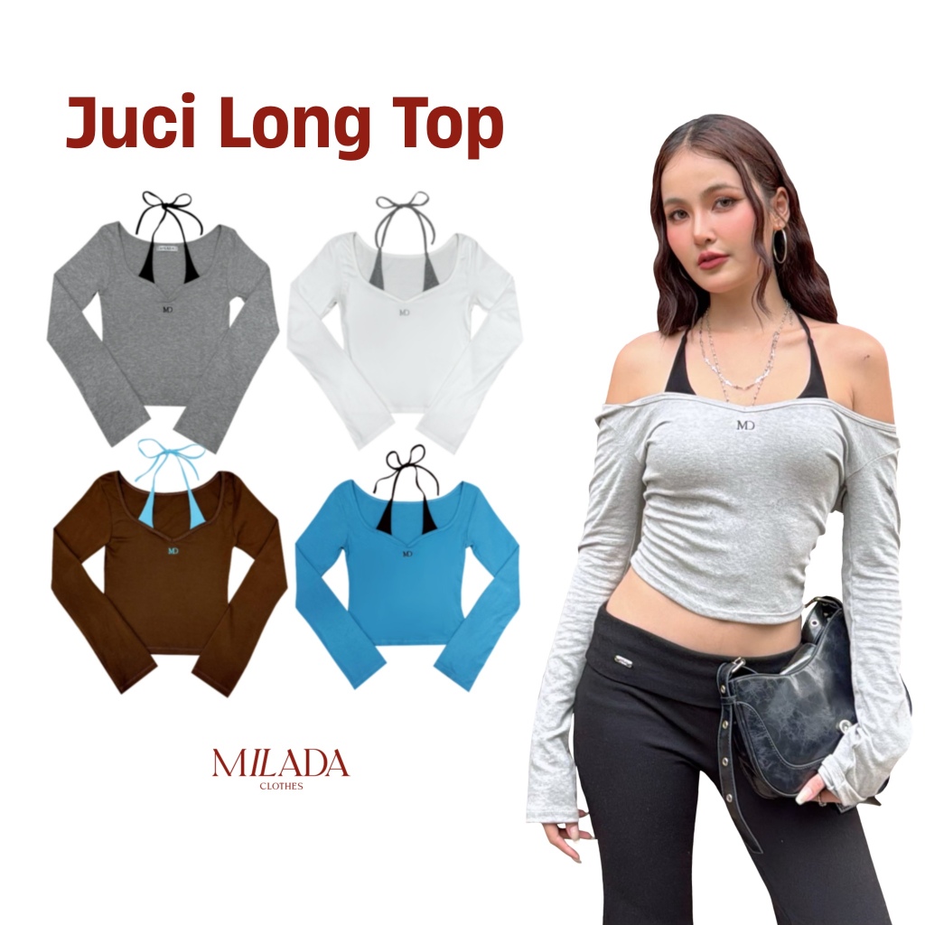 Juci long top  เสื้อแขนยาวเลเยอร์ผูกคอ (5012)