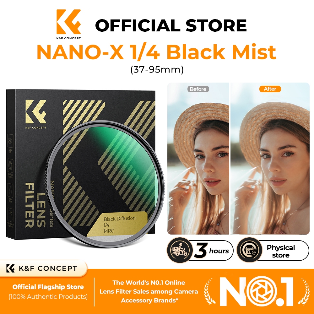 K&F CONCEPT NANO-X Black Mist Diffuser Filter 1 1/2 1/4 1/8 Soft Glow Effect for Camera Lens